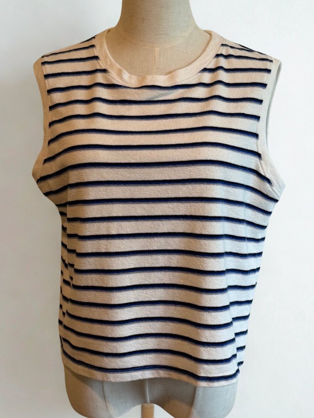 Sonoma Minimalist Knit Tank Top Cream Blue L - Picture 2 of 6